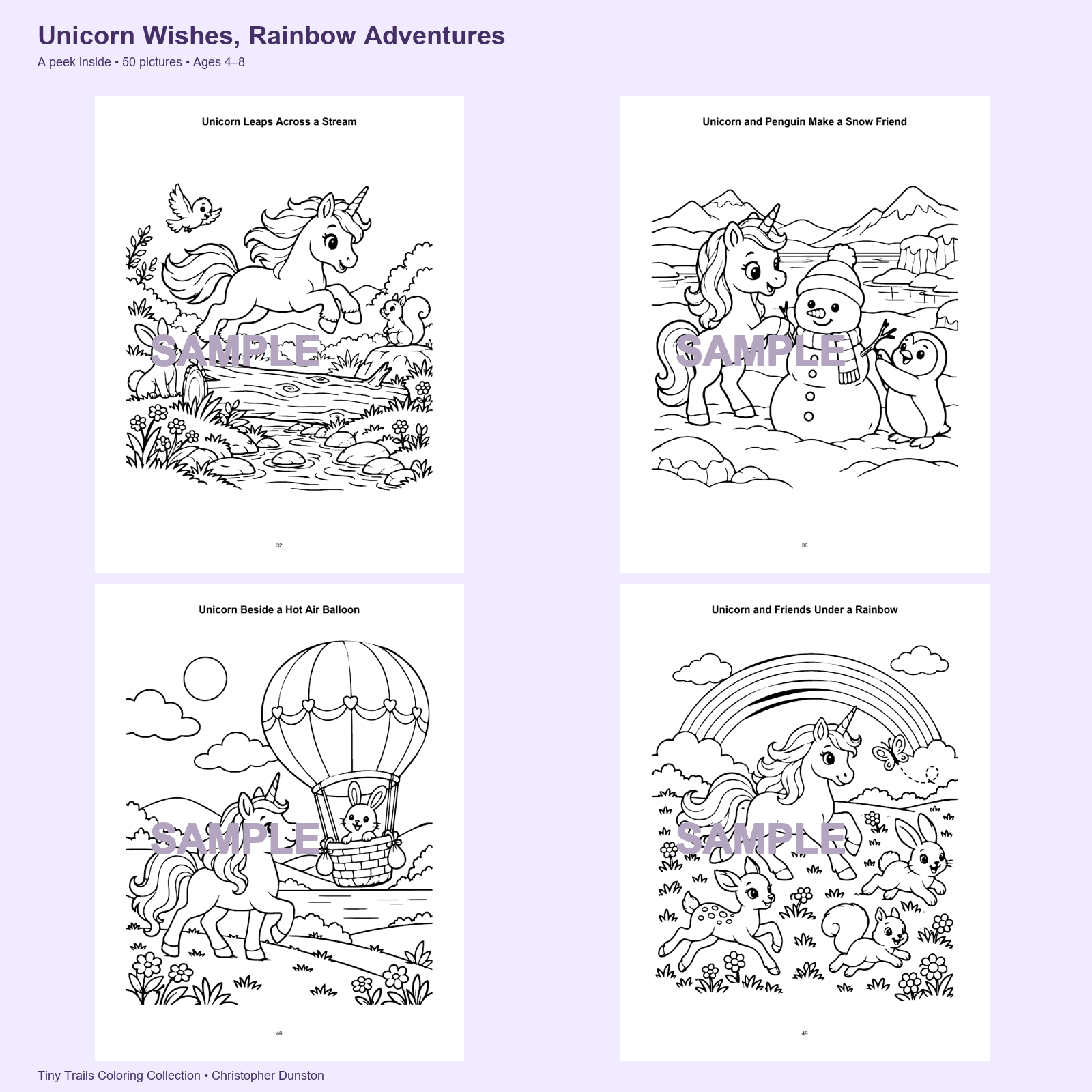 Unicorn Wishes, Rainbow Adventures SAMPLE collage 2